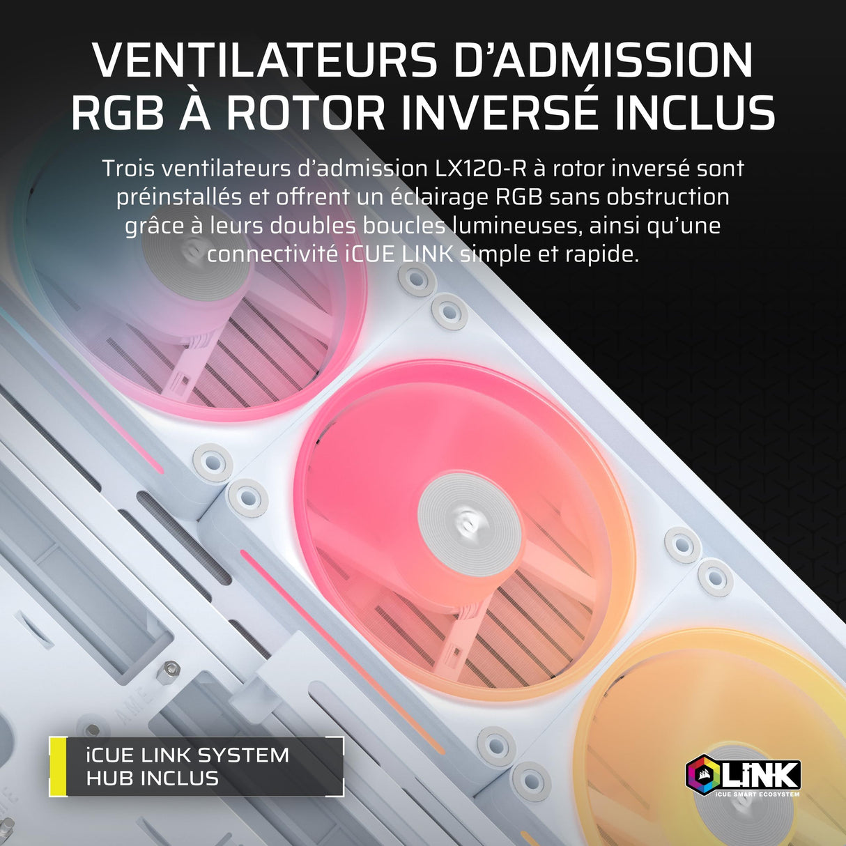 Boitier PC - CORSAIR - FRAME 4500X LX-R RGB Tempered Glass Mid-Tower - 2 radiateurs - Blanc