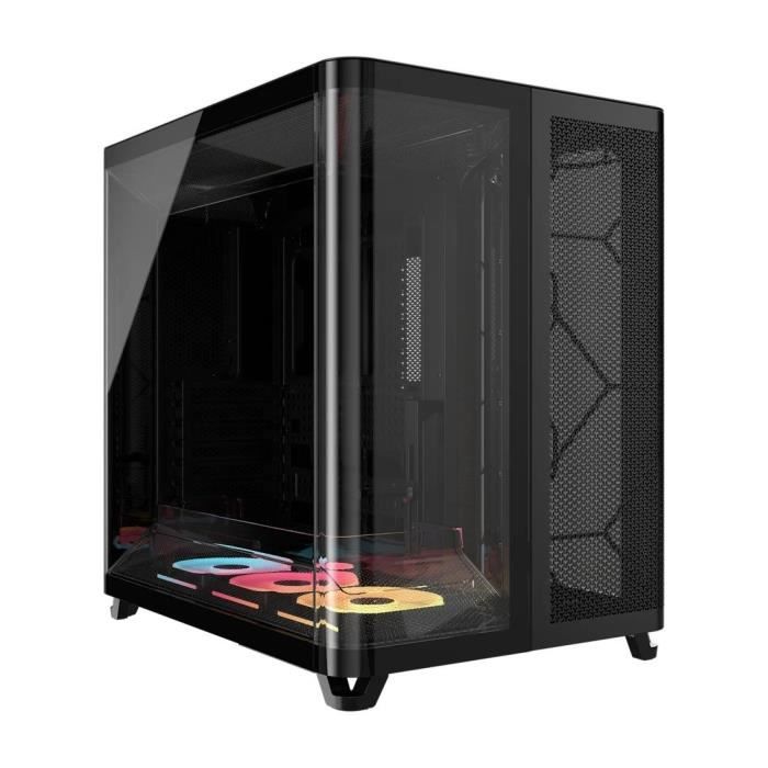 Boitier PC - CORSAIR - AIR 5400 LX-R LINK Tempered Glass Mid-Tower - Ventilateurs RGB a rotor inversé - Noir