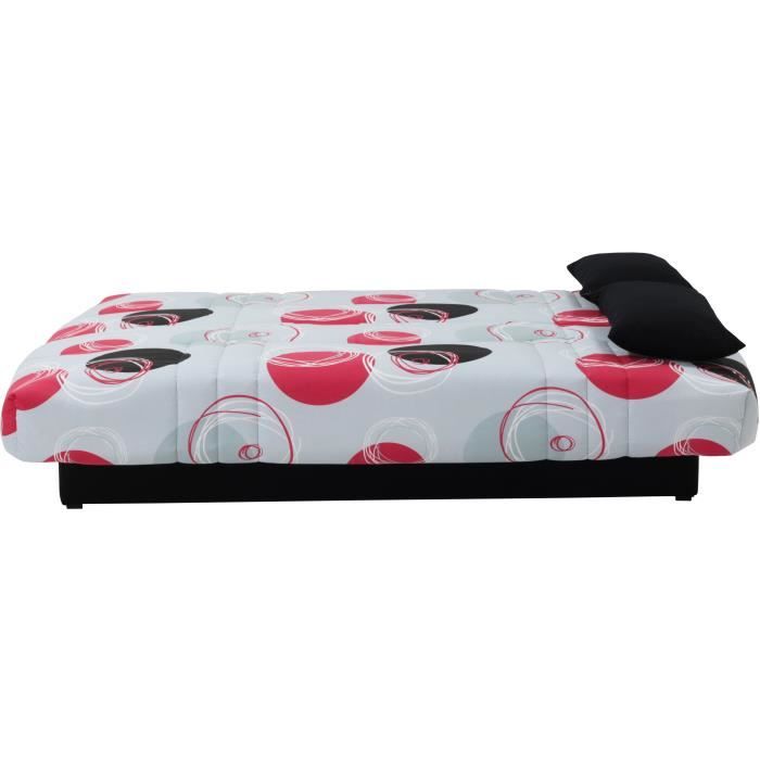 Canapé convertible clic clac 3 places - Tissu motif Planete gris - L 190 x P 92 cm - DREAM - Style Contemporain