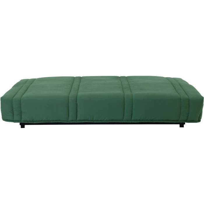 Clic clac 3 places LENA 20 - Tissu coton vert foret - Couchage 125x190 cm - L193 x P92 x H93 cm