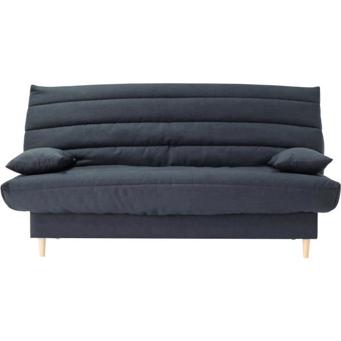 Clic clac 3 places - gris - Couchage 125x190 cm - Avec coussins