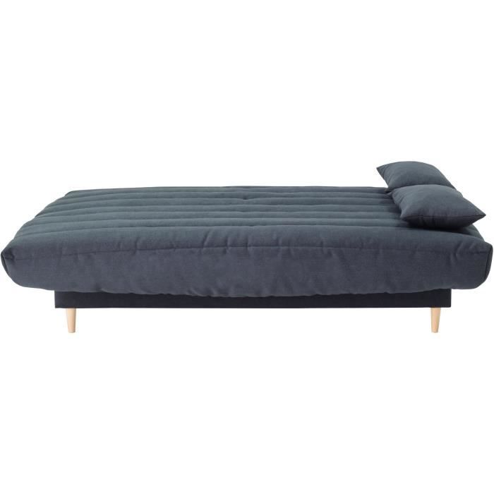 Clic clac 3 places - gris - Couchage 125x190 cm - Avec coussins