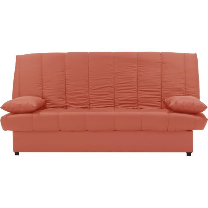 Banquette clic clac 3 places - Tissu 100% coton Terracotta - Style Contemporain - L 190 x P92 cm - MILA