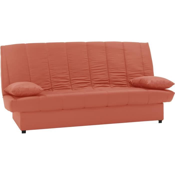 Banquette clic clac 3 places - Tissu 100% coton Terracotta - Style Contemporain - L 190 x P92 cm - MILA