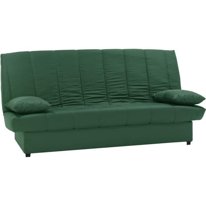 Banquette clic clac 3 places - Tissu 100% coton Vert - Style Contemporain - L 190 x P92 cm - MILA