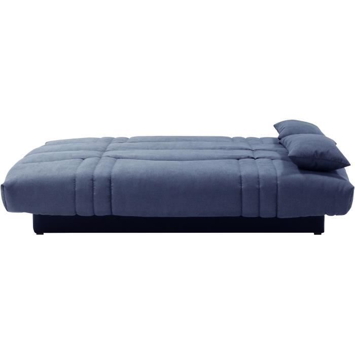 Clic clac 3 places THELMA - Tissu Soro bleu foncé - Couchage 125x190 cm - L190 x P92 x H96 cm