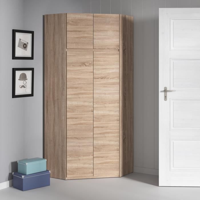 Armoire d'angle - Dťcor chene sonoma - 4 portes - L 80,5 cm - ACADEMICA
