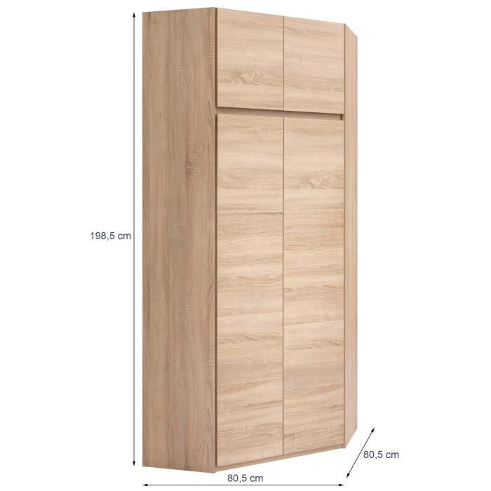 Armoire d'angle - Dťcor chene sonoma - 4 portes - L 80,5 cm - ACADEMICA