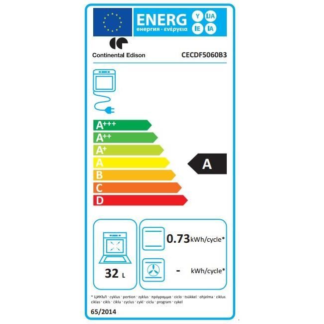 Cuisiniere gaz CONTINENTAL EDISON CECDF5060B3 - 4 feux - noir - L50 xP60 x H90 cm