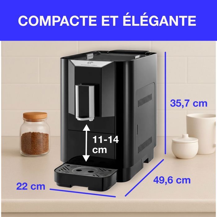 Machine Expresso broyeur - CONTINENTAL EDISON - CECFAUTOB - 19 Bar - 1450 W - Noir