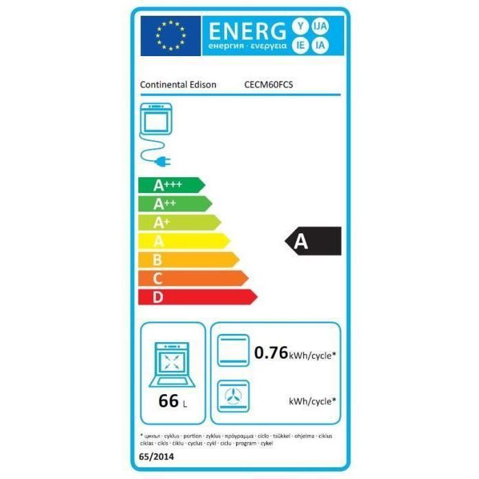 Cuisiniere mixte CONTINENTAL EDISON CECM60FCS - 3 feux gaz + 1 électrique - L59,8 x P61 xH83 cm - Silver