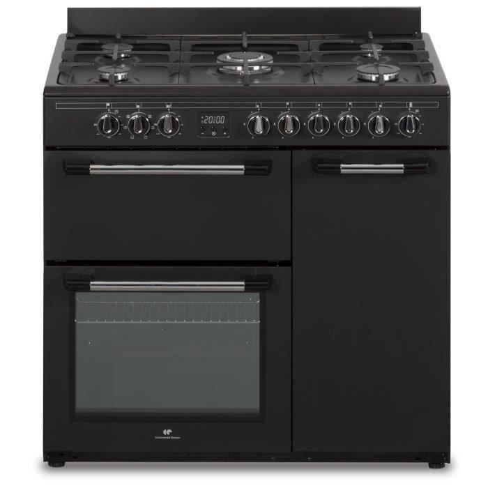 Cuisiniere piano gaz 3 fours Èlectriques CONTINENTAL EDISON CECP903FB - 5 feux - Noir - Largeur 90 cm