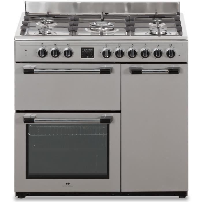 Cuisiniere piano gaz 3 fours Èlectriques CONTINENTAL EDISON CECP903FIX 5 feux - Inox - Largeur 90 cm