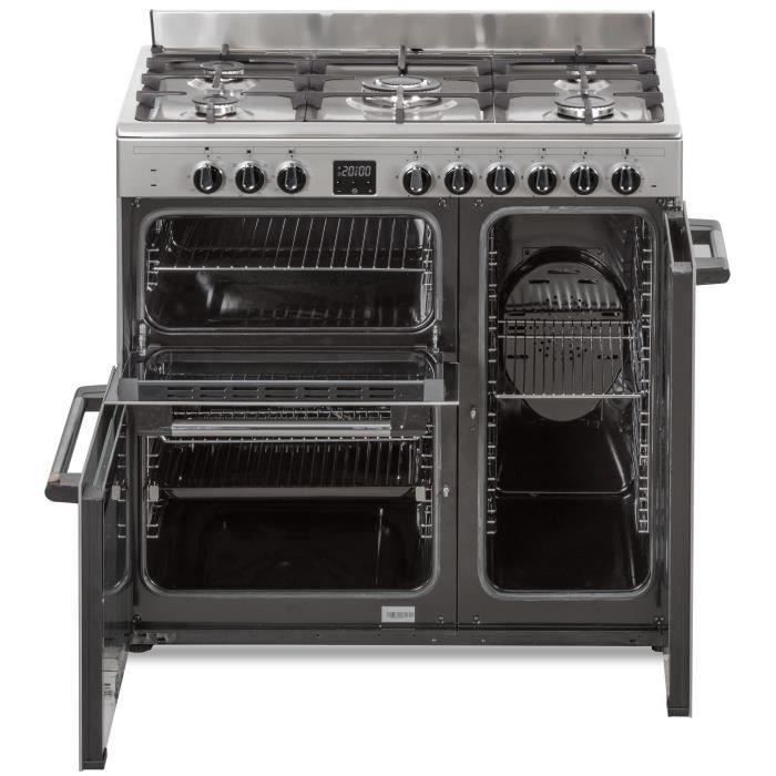 Cuisiniere piano gaz 3 fours Èlectriques CONTINENTAL EDISON CECP903FIX 5 feux - Inox - Largeur 90 cm