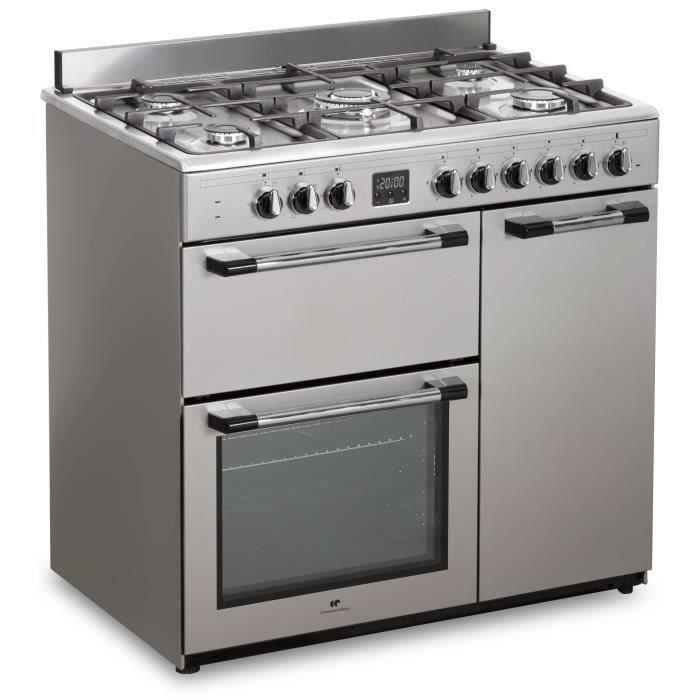 Cuisiniere piano gaz 3 fours Èlectriques CONTINENTAL EDISON CECP903FIX 5 feux - Inox - Largeur 90 cm