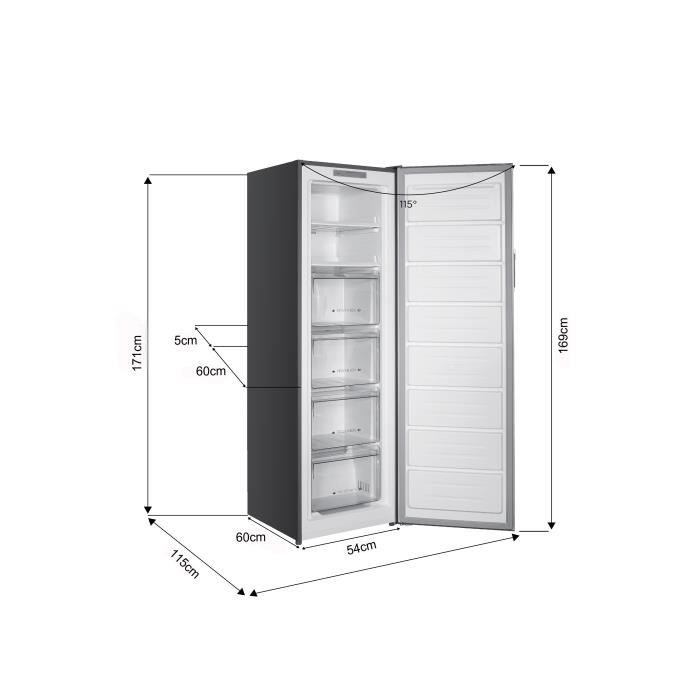CongÈlateur armoire 204L - Total No Frost (Sans givre) - Classe E - Silver - L54 cm x H171 cm