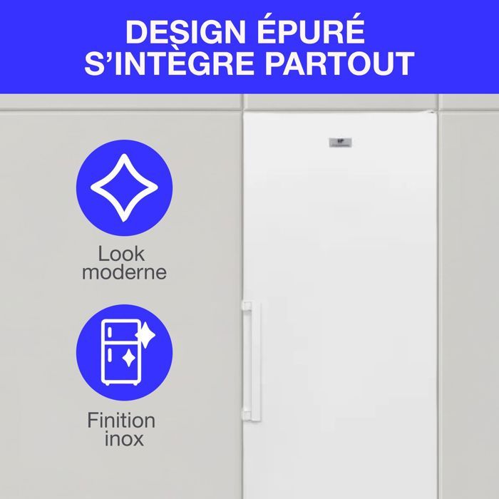 Congélateur armoire 406L -Total No Frost - dégivrage automatique - Classe E - L70 cm x H191 cm x P75,5 cm - Blanc