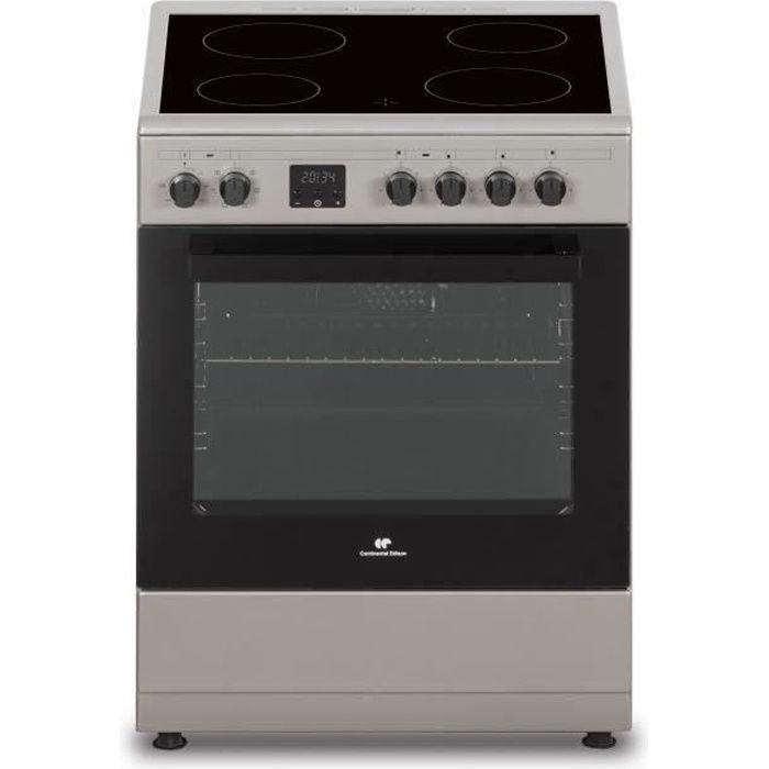 Cuisiniere vitrocÈramique CONTINENTAL EDISON CECV60FCS - 4 feux - L58,8 xP61 xH83 cm - Silver
