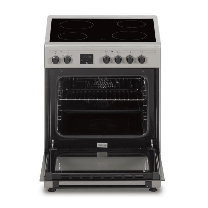 Cuisiniere vitrocÈramique CONTINENTAL EDISON CECV60FCS - 4 feux - L58,8 xP61 xH83 cm - Silver