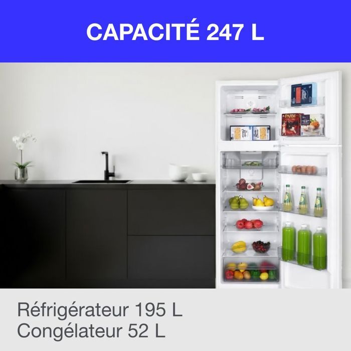 Réfrigérateur congélateur haut -247L - Total No Frost(Sans givre) - Blanc - L54,5 cm x H167 cm