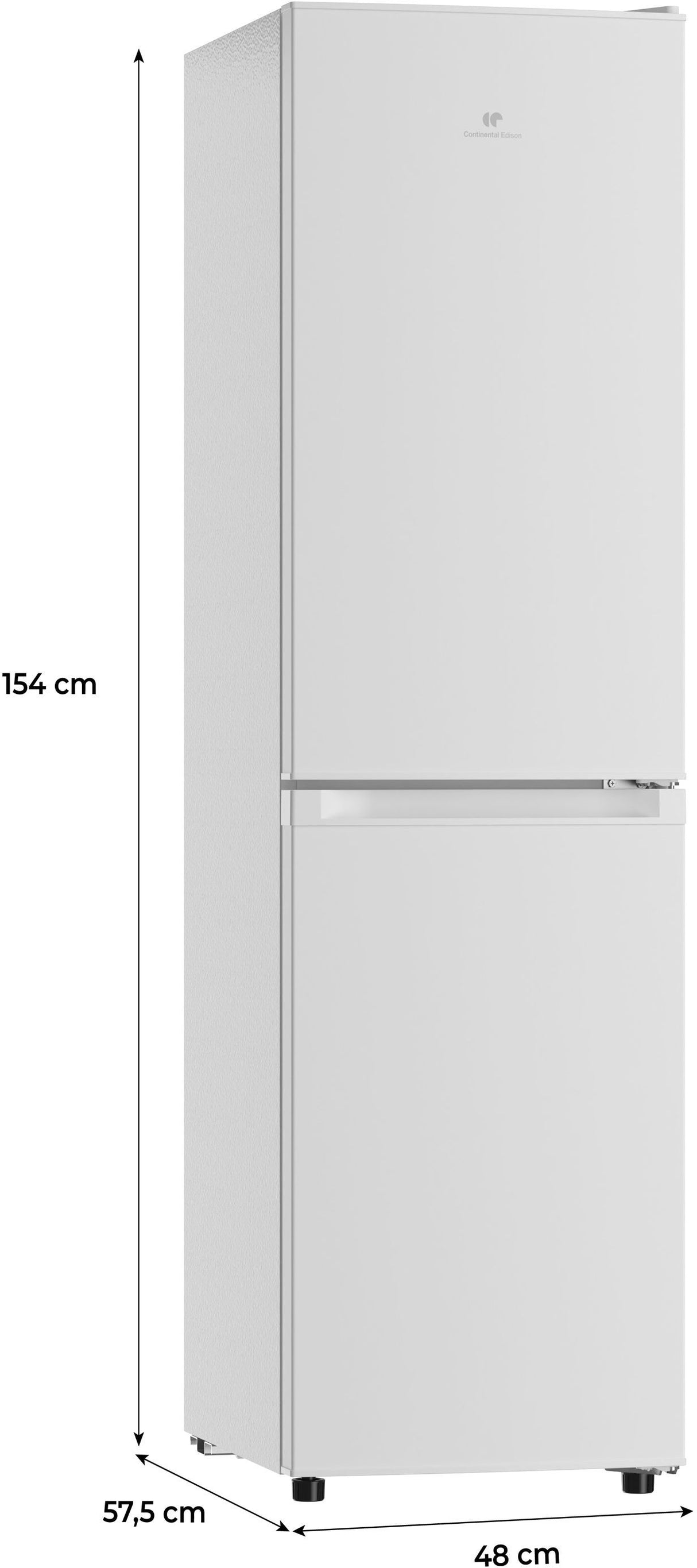 Réfrigérateur congélateur bas - CONTINENTAL EDISON - CEFC193NFW3 - Classe E - 193 L - L48 x P57,5 x 154cm - Blanc