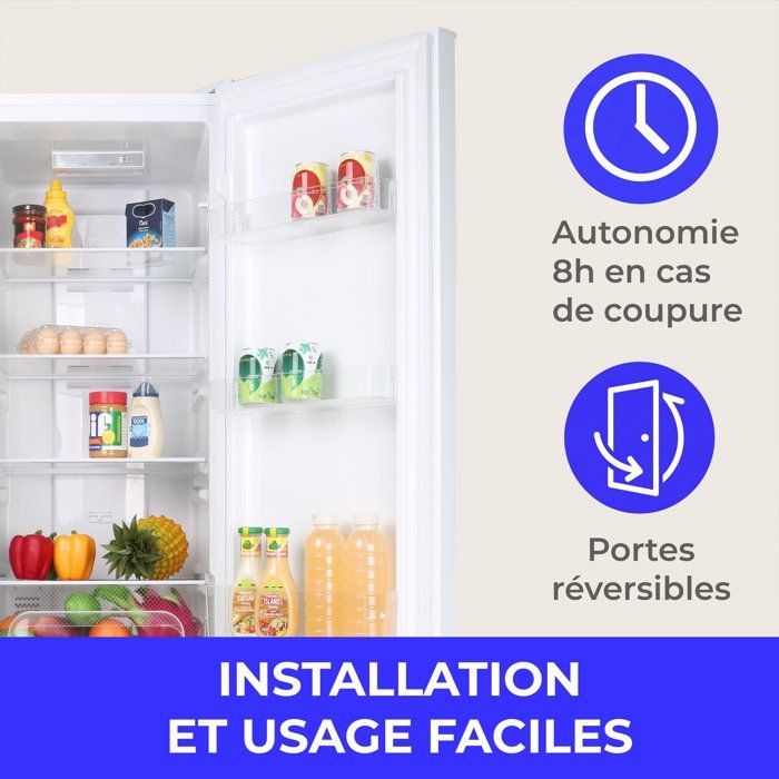 Réfrigérateur combiné-CONTINENTAL EDISON - CEFC225NFW - 225L -Total No Frost (Sans givre) - Classe E - L48,5 x P60 x H175 cm - Blanc