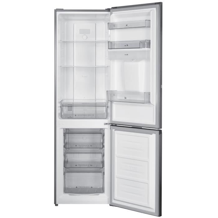 Réfrigérateur congélateur bas 251L - CONTINENTAL EDISON - Total No Frost - Inox - Classe D - L 55 cm x H 180 cm