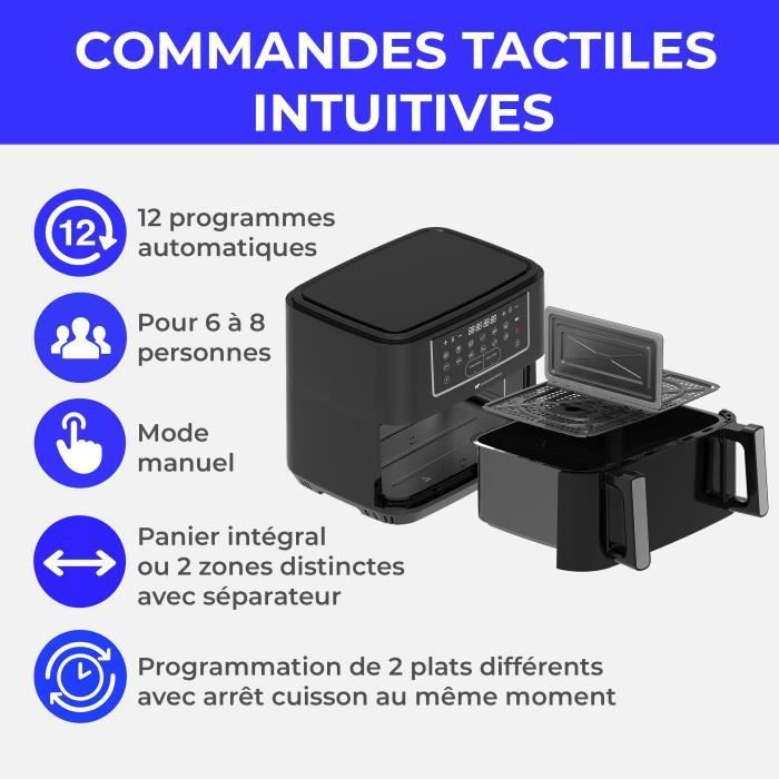 Friteuse a air sans huile - CONTINENTAL EDISON - CEFR2400TB - 2600 W - 10,5 L - Noir