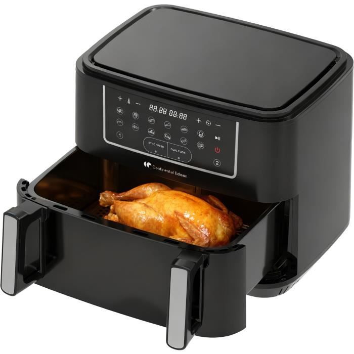 Friteuse a air sans huile - CONTINENTAL EDISON - CEFR2400TB - 2600 W - 10,5 L - Noir