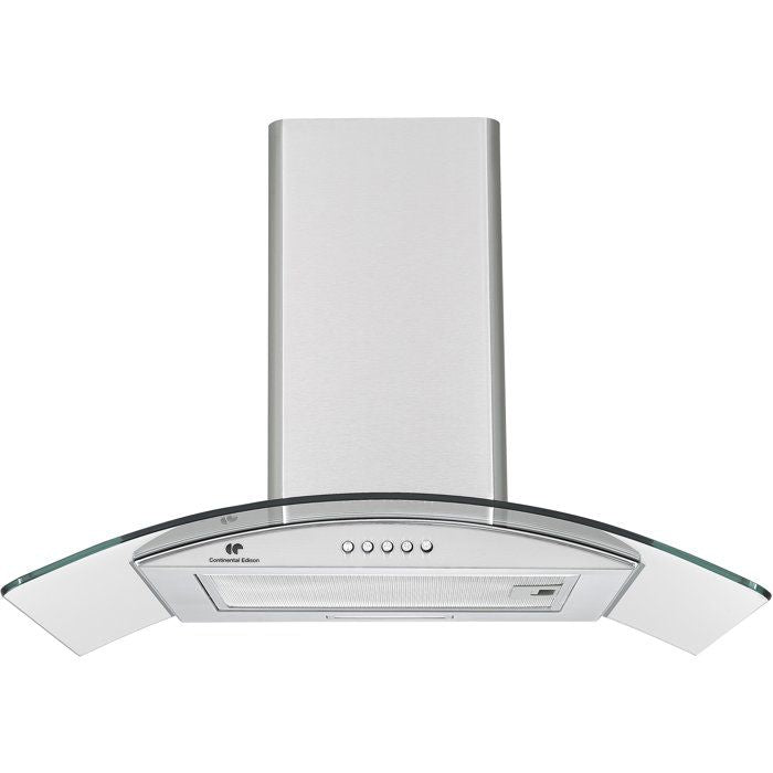 Hotte décorative - CONTINENTAL EDISON - CEH60GS2 - Classe A - 60 x 47 x 50/84 cm - Inox / Verre