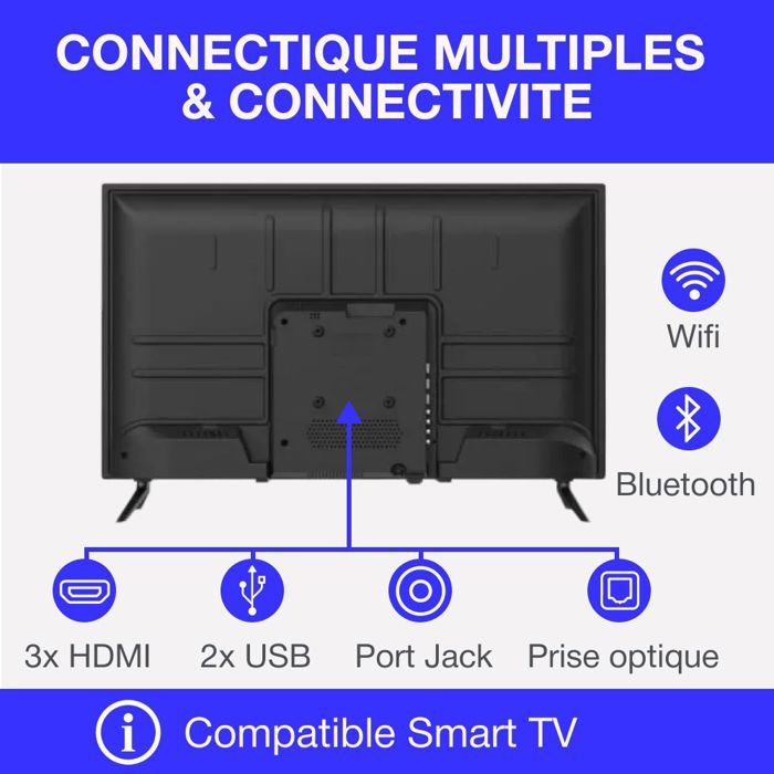 TV HD - CONTINENTAL EDISON - 32 (81 cm) - Smart Vidaa - Wifi Bluetooth - 3xHDMI - 2xUSB - CELED32SVHD25B6