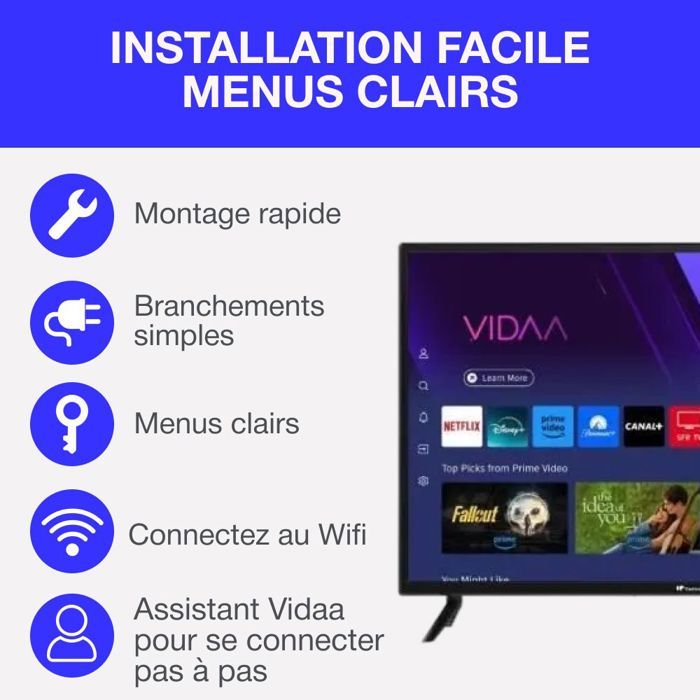 TV HD - CONTINENTAL EDISON - 32 (81 cm) - Smart Vidaa - Wifi Bluetooth - 3xHDMI - 2xUSB - CELED32SVHD25B6