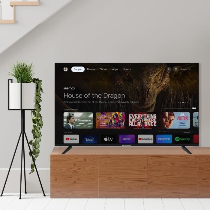 TV QLED - CONTINENTAL EDISON - CELED55SQLDV24B6 - 55'' (139 cm) - QLED UHD 4K 3840x2160 - SMART GOOGLE - 4xHDMI - 2xUSB