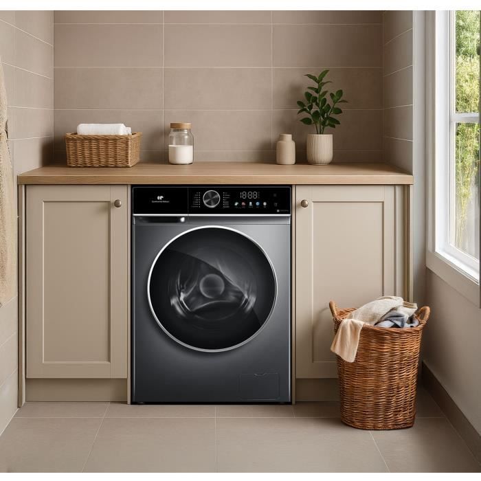 Lave-linge hublot - CONTINENTAL EDISON - CELL1012DDS1 - 10kg - MOTEUR INDUCTION DIRECTE SANS COURROIE -60 cm - 1200 trs/min - Silver