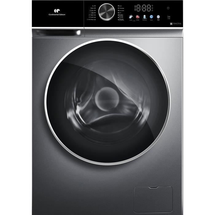 Lave-linge hublot - CONTINENTAL EDISON - CELL1012DDS1 - 10kg - MOTEUR INDUCTION DIRECTE SANS COURROIE -60 cm - 1200 trs/min - Silver