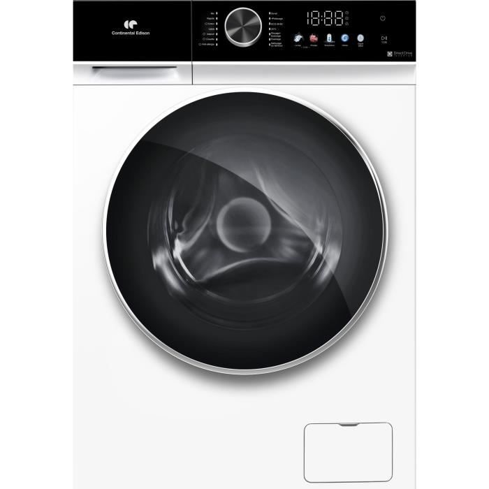 Lave-linge hublot - CONTINENTAL EDISON - CELL1012DDW1 - 10kg - MOTEUR INDUCTION DIRECTE SANS COURROIE - 60 cm - 1200 trs/min - Blanc