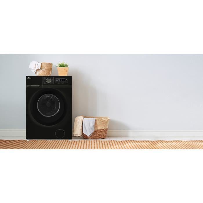 Lave-linge hublot - CONTINENTAL EDISON - CELL10140IBP - 10kg - Moteur induction - 60 cm - Classe A - 1400 trs/min - Noir mat