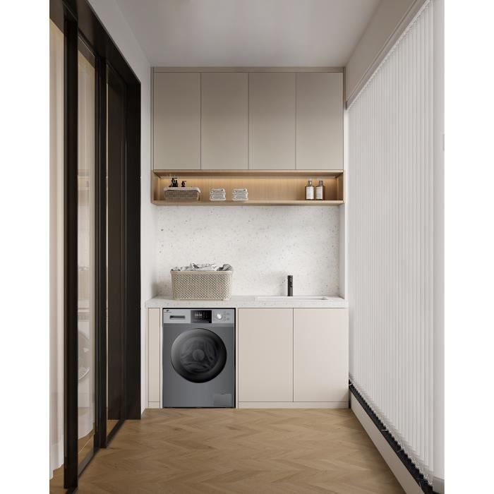 Lave-linge hublot CONTINENTAL EDISON CELL10140S2 - 10 kg - Largeur 60 cm - Classe A - 1400 trs/min - moteur induction -Anthracite
