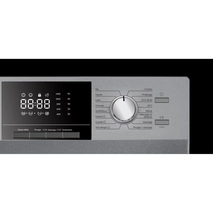 Lave-linge hublot - CONTINENTAL EDISON - CELL10140S3 - 10kg - Moteur induction - 60 cm - 1400 trs/min - Silver