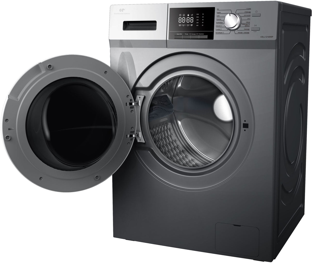 Lave-linge hublot - CONTINENTAL EDISON - CELL12140ISP - 12kg - Induction - 60 cm - 1400 trs/min - Silver