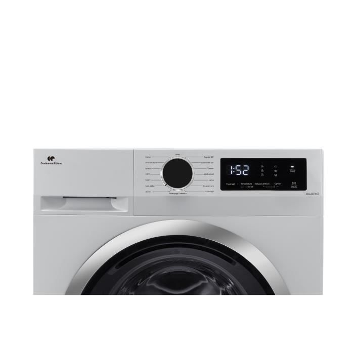 Lave-linge hublot CONTINENTAL EDISON CELL1214ISS -12kg - Largeur 60 cm - Classe A - 1400 trs/min - moteur induction - silver