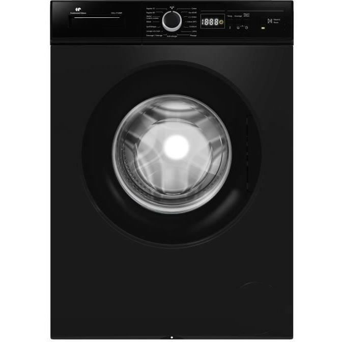 Lave-linge hublot - Pose libre - CONTINENTAL EDISON - CELL712IBP - 7 kg - Induction - 60 cm - 1200 trs/min - Noir mat