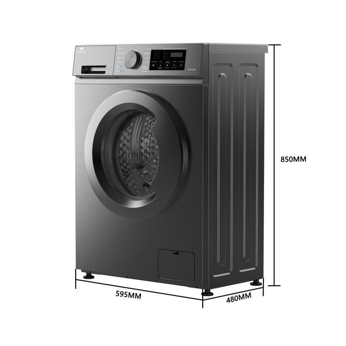 Lave-linge hublot - CONTINENTAL EDISON - CELL712IS3 - 7 kg - Induction - 60 cm - 1200 trs/min - Silver