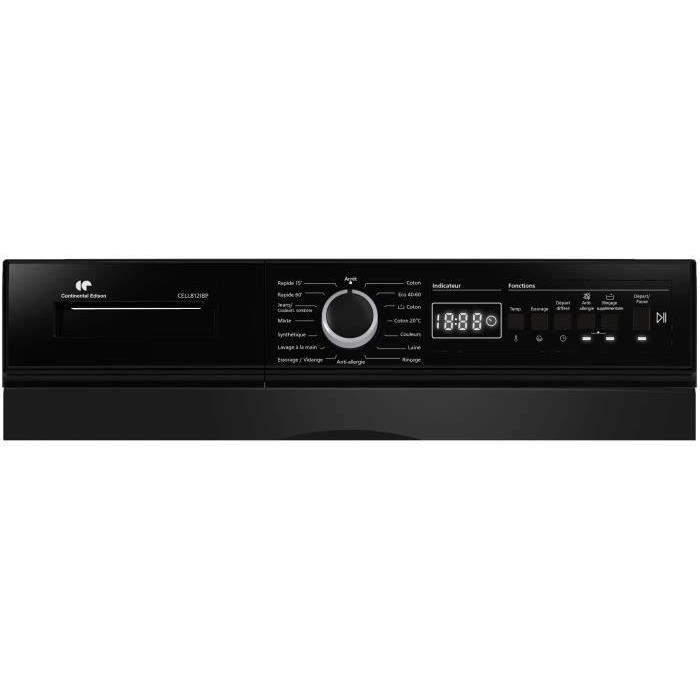 Lave-linge hublot - Pose libre - CONTINENTAL EDISON - CELL812IBP - 8 kg - Induction - 60 cm - 1200 trs/min - Noir mat