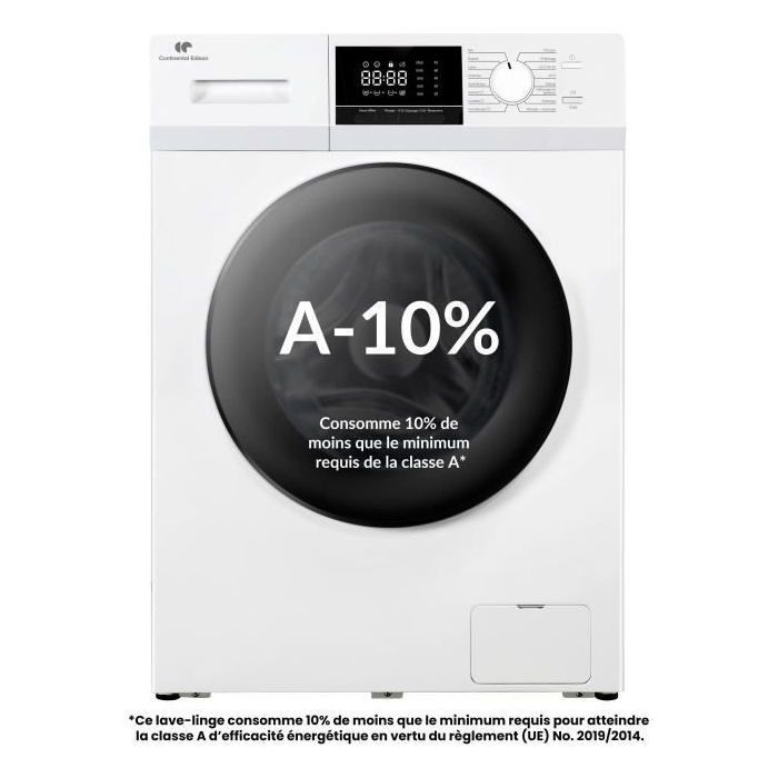 Lave-linge hublot - CONTINENTAL EDISON - CELL8140IW1 - 8kg - Moteur induction - 60 cm - 1400 trs/min - Blanc