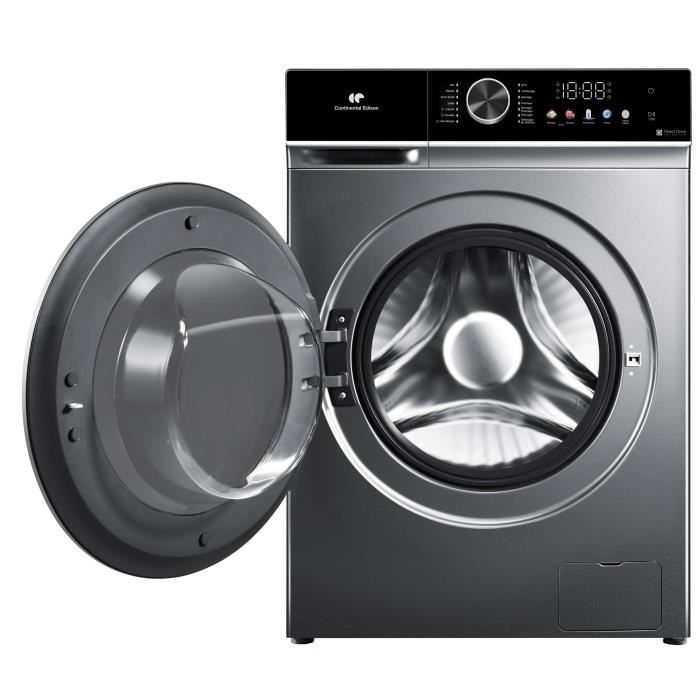 Lave-linge séchant - CONTINENTAL EDISON - CELS106S - 10kg / 6kg - Moteur induction directe - 60 cm - 1200 trs/min - Silver