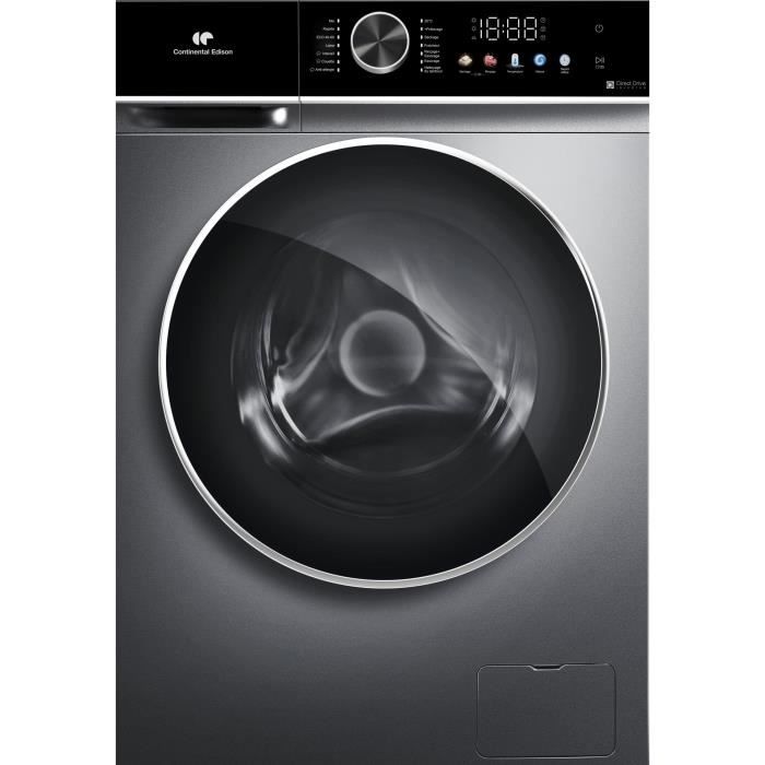 Lave-linge séchant - CONTINENTAL EDISON - CELS106S - 10kg / 6kg - Moteur induction directe - 60 cm - 1200 trs/min - Silver