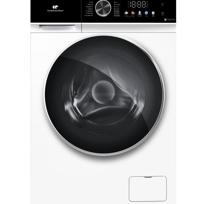 Lave-linge séchant - CONTINENTAL EDISON - CELS106W - 10kg / 6kg - Moteur induction directe - 60 cm - 1200 trs/min - Blanc