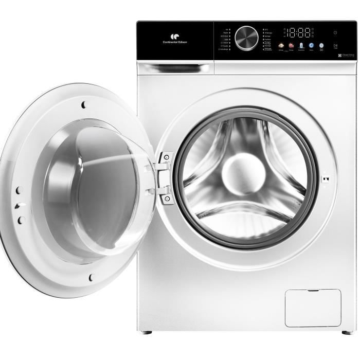 Lave-linge séchant - CONTINENTAL EDISON - CELS106W - 10kg / 6kg - Moteur induction directe - 60 cm - 1200 trs/min - Blanc