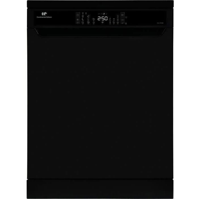 Lave-vaisselle pose libre CONTINENTAL EDISON - 15 couverts - Largeur 59,8 cm - Classe D - moteur induction - 39 dB - Noir